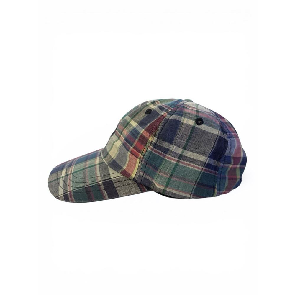Ralph Lauren Cap Madras Plaid Patchwork Blue Pony Preppy Baseball Hat Adj - Picture 5 of 11
